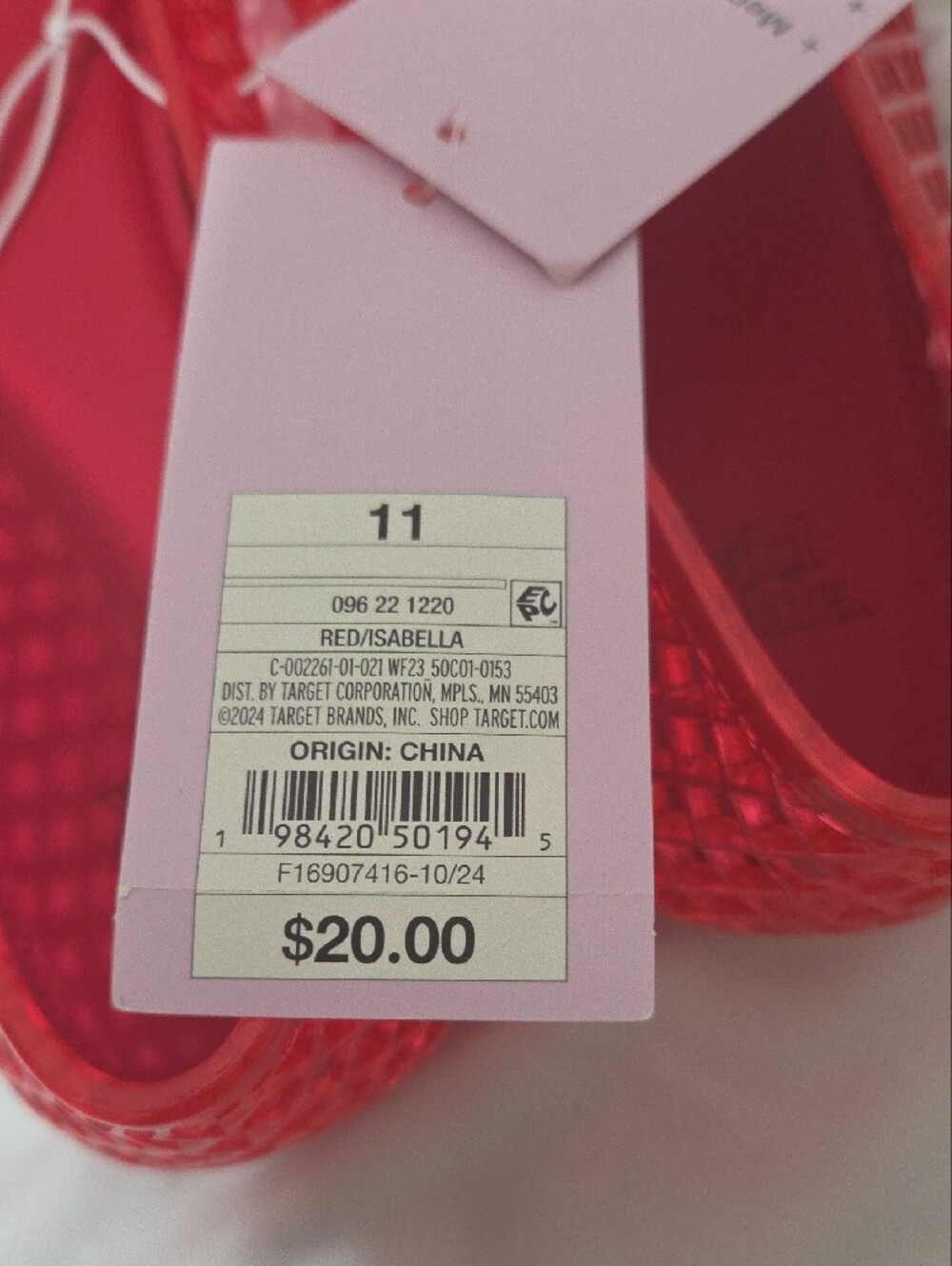 Red Woven Jelly Slip-On Flats, Jelly Shoes, Sandals, Size 11, New W/Tags - Picture 6 of 9